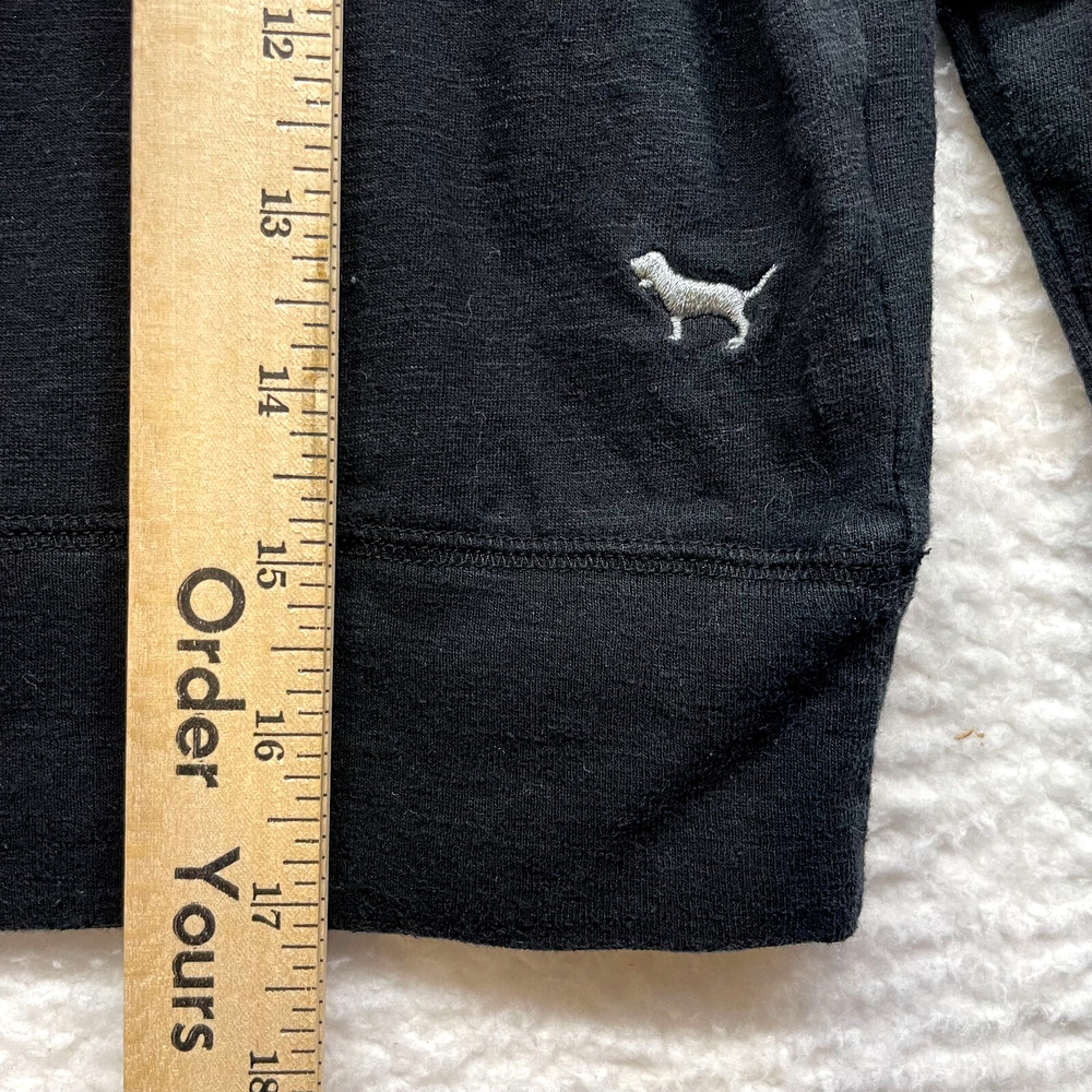 Victorias Secret Pink Shirt Womens XS Black Crop Pullover Long Sleeve Tee Dog - Picture 6 of 7